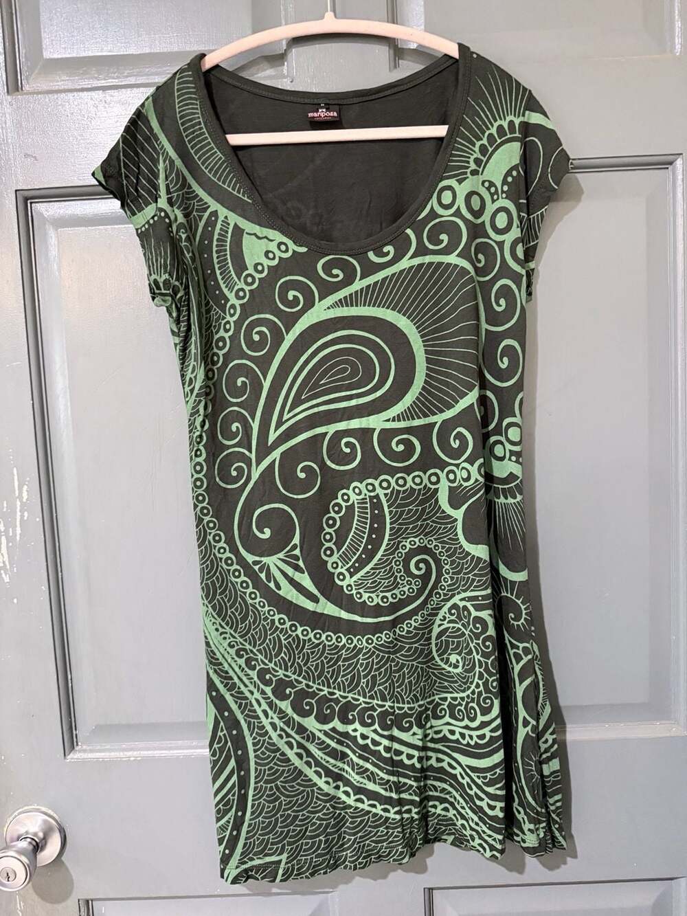 Mariposa Green Paisley Print V-Neck Dress